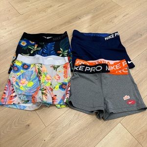 Lot of 4 pair of Nike pro shorts. All smalls